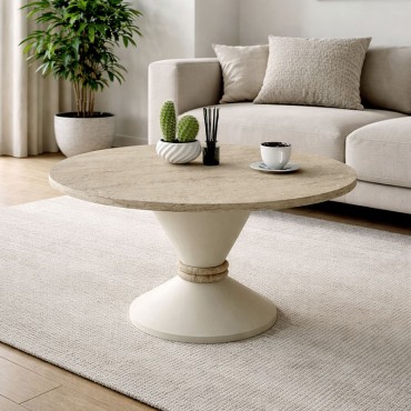 Τραπεζάκι σαλονιού Lepper Megapap χρώμα travertine - sandstone 75x39,8cm 1 τεμ.