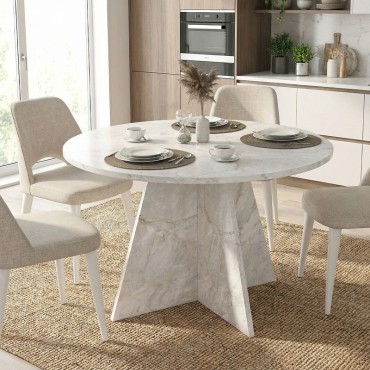 Τραπέζι Tailor Megapap χρώμα λευκό εφέ μαρμάρου 120x75,7cm 1 τεμ.
