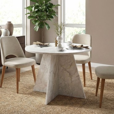 Τραπέζι Tailor Megapap χρώμα λευκό εφέ μαρμάρου 100x75,7cm 1 τεμ.