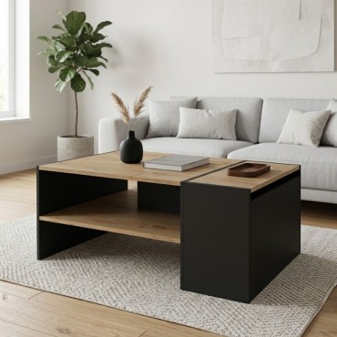 Τραπεζάκι σαλονιού Izia Megapap χρώμα sapphire oak - ανθρακί 110x60x45cm 1 τεμ.
