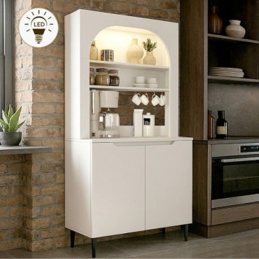 Έπιπλο κουζίνας με LED Melinta 2 Megapap χρώμα λευκό 90x40x181,8cm 1 τεμ.