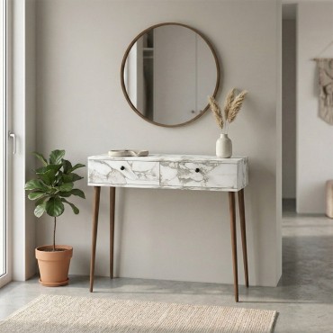 Κονσόλα Alis Megapap χρώμα λευκό εφέ μαρμάρου 110x29x88cm 1 τεμ.
