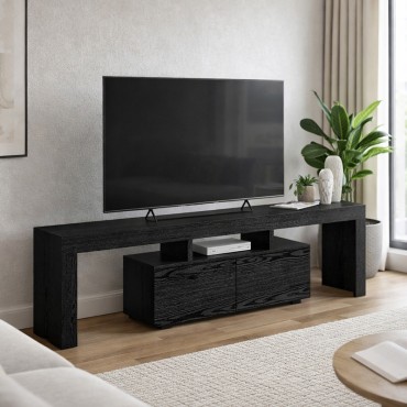 Έπιπλο τηλεόρασης Woodra Megapap χρώμα sencron black 180x31,3x50,2cm 1 τεμ.