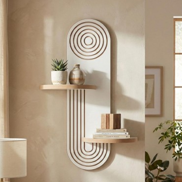 Ραφιέρα τοίχου Artwill Megapap Mdf χρώμα λευκό - oak 46x13x70cm 1 τεμ.