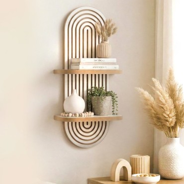 Ραφιέρα τοίχου Artwill Megapap Mdf χρώμα λευκό - oak 26x13x70cm 1 τεμ.