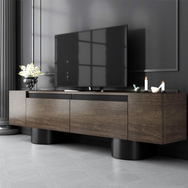 Έπιπλο τηλεόρασης Haven Megapap χρώμα καρυδί 180x30x50cm 1 τεμ.