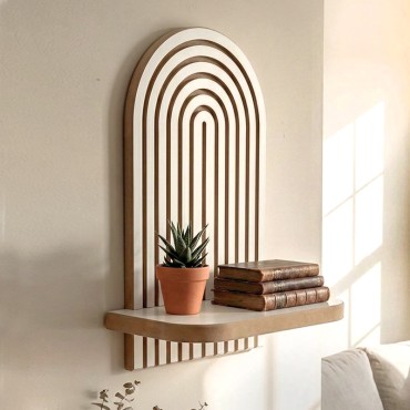 Ραφιέρα τοίχου Artwill Megapap Mdf χρώμα λευκό - oak 26x13x35cm 1 τεμ.