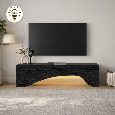 Έπιπλο τηλεόρασης Mara Megapap με LED χρώμα sencron black 150x31,4x40cm 1 τεμ.