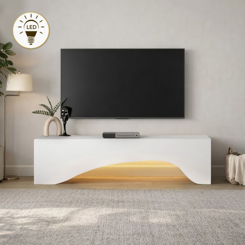 Έπιπλο τηλεόρασης Mara Megapap με LED χρώμα λευκό 150x31,4x40cm 1 τεμ.