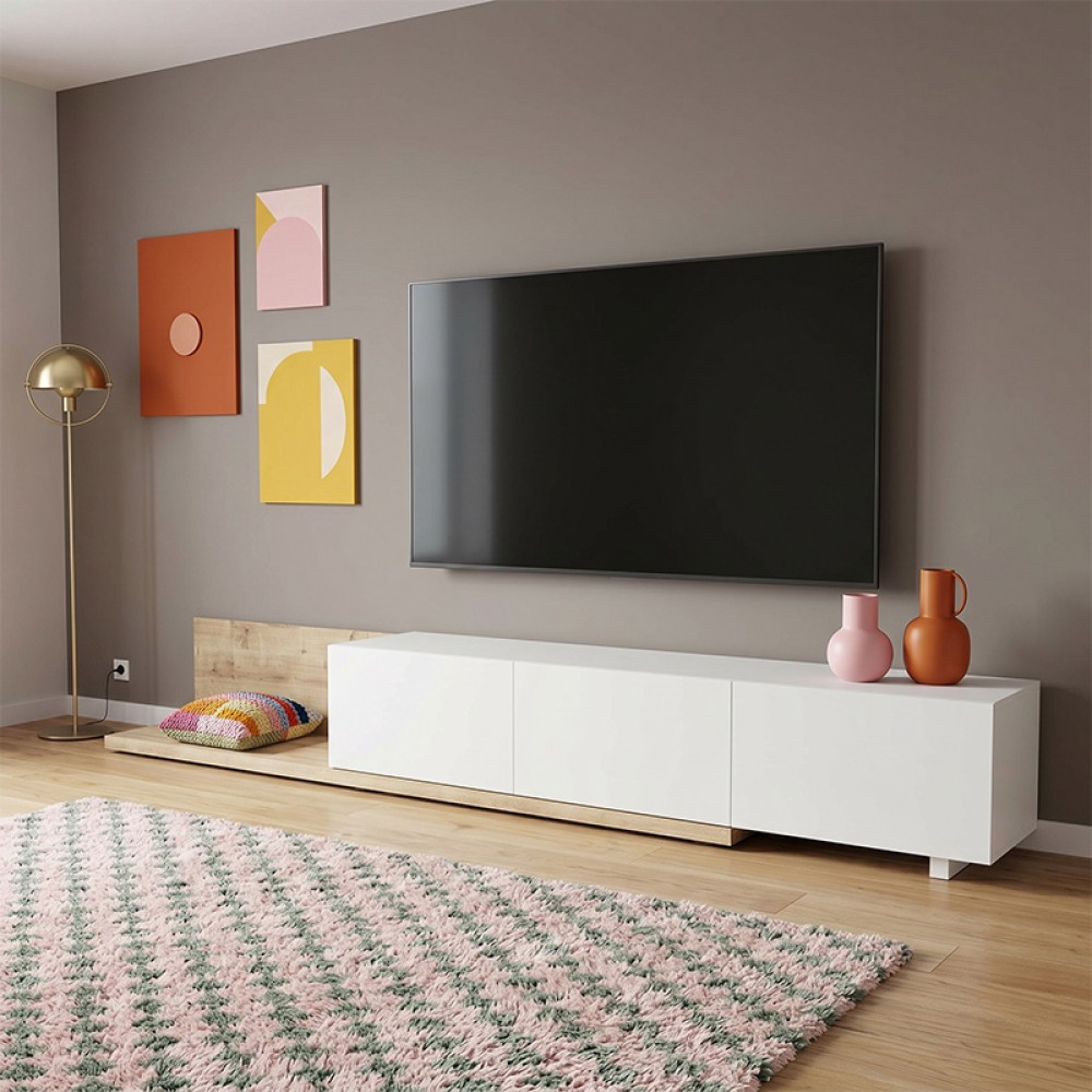 Έπιπλο τηλεόρασης Enstey Megapap επεκτεινόμενο χρώμα sapphire oak - λευκό 260x41,8x33,5cm 1 τεμ. Έπιπλο τηλεόρασης Enstey Megapap επεκτεινόμενο χρώμα sapphire oak - λευκό 260x41,8x33,5cm 1 τεμ.
