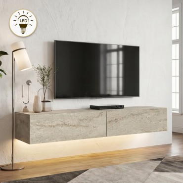 Έπιπλο τηλεόρασης επιτοίχιο Aristo Megapap με LED χρώμα travertine 135x31,6x25cm 1 τεμ.
