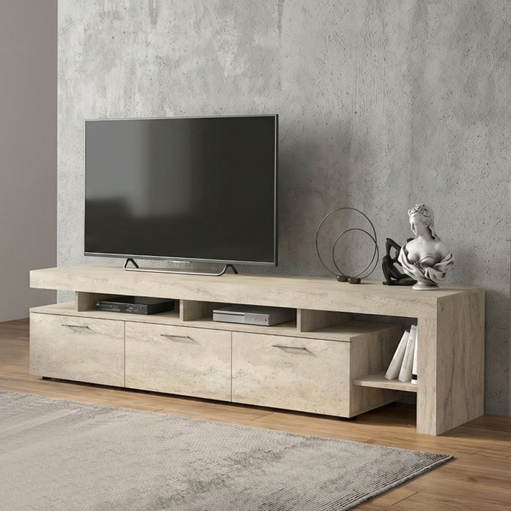 Έπιπλο τηλεόρασης Acnes Megapap χρώμα travertine 220x40x52cm 1 τεμ.