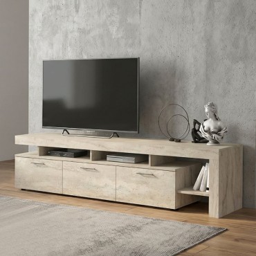 Έπιπλο τηλεόρασης Acnes Megapap χρώμα travertine 220x40x52cm 1 τεμ.