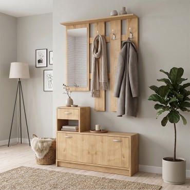 Έπιπλο εισόδου Raynold Megapap χρώμα φυσικό οξιάς 100x30x180cm 1 τεμ.