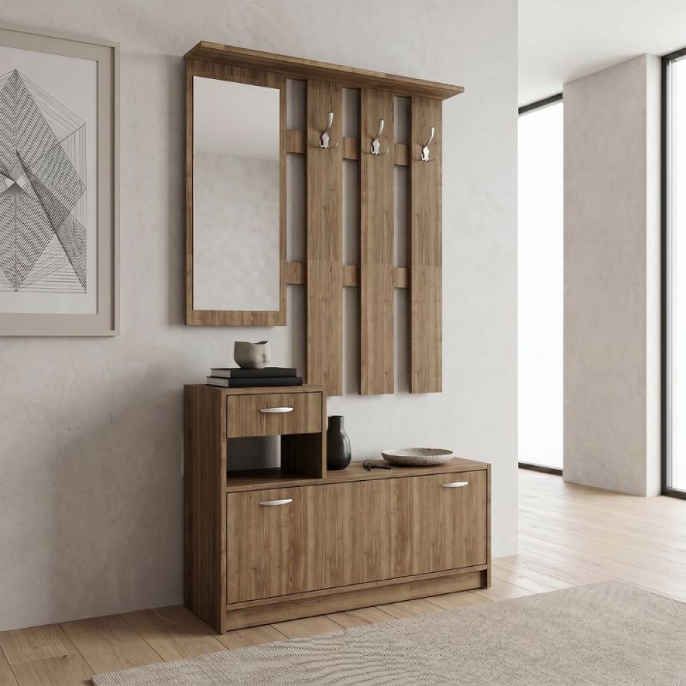 Έπιπλο εισόδου Raynold Megapap χρώμα καρυδί 100x30x180cm 1 τεμ.