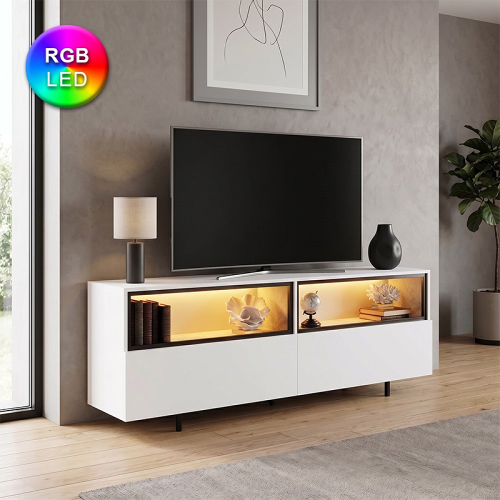 Έπιπλο τηλεόρασης Eco Megapap με Led Rgb χρώμα λευκό 180x32x67cm 1 τεμ. Έπιπλο τηλεόρασης Eco Megapap με Led Rgb χρώμα λευκό 180x32x67cm 1 τεμ.