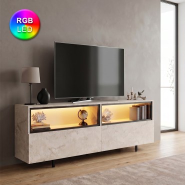 Έπιπλο τηλεόρασης Eco Megapap με Led Rgb χρώμα travertine 180x32x67cm 1 τεμ.