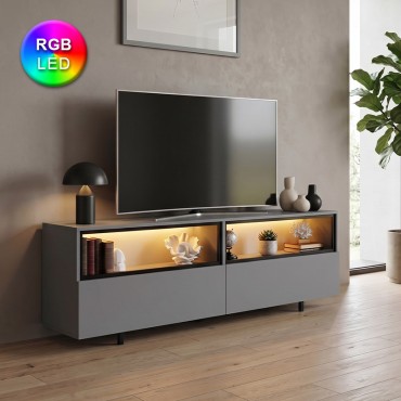 Έπιπλο τηλεόρασης Eco Megapap με Led Rgb χρώμα ανθρακί 180x32x67cm 1 τεμ.