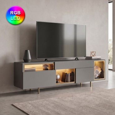 Έπιπλο τηλεόρασης Norm Megapap με Led Rgb χρώμα ανθρακί - χρυσό 180x32x55cm 1 τεμ.