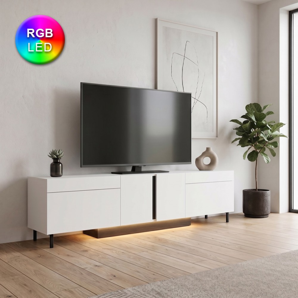 Έπιπλο τηλεόρασης Arlen Megapap με Led Rgb χρώμα λευκό 180x32x50cm 1 τεμ. Έπιπλο τηλεόρασης Arlen Megapap με Led Rgb χρώμα λευκό 180x32x50cm 1 τεμ.