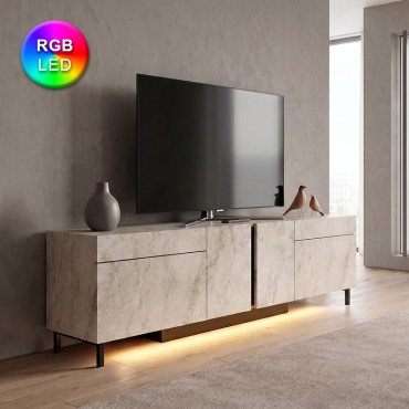 Έπιπλο τηλεόρασης Arlen Megapap με Led Rgb χρώμα travertine 180x32x50cm 1 τεμ.