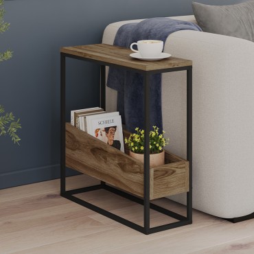 Τραπεζάκι βοηθητικό Lido Megapap χρώμα καρυδί Ud 60x22x62cm 1 τεμ.