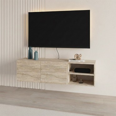 Έπιπλο τηλεόρασης επιτοίχιο Conrad Megapap χρώμα travertine 140x35x38cm 1 τεμ.