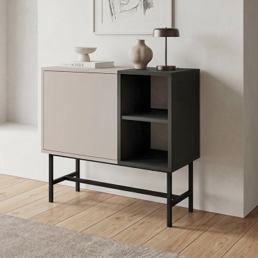 Μπουφές Mona Megapap χρώμα sandstone - black wood 81x40x80cm 1 τεμ.