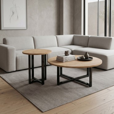 Τραπεζάκι σαλονιού σετ 2 τεμ. Mesa Megapap χρώμα sapphire oak 90x35,5cm