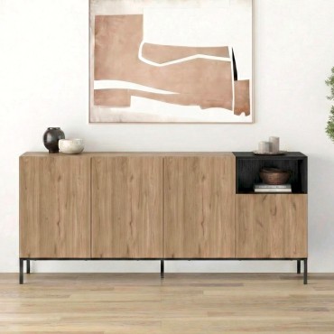 Μπουφές Cailin Megapap χρώμα sepet oak - black wood 180x41,8x80cm 1 τεμ.
