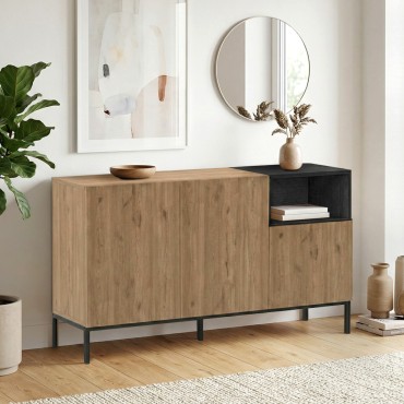 Μπουφές Cailin Megapap χρώμα sepet oak - black wood 140x41,8x80cm 1 τεμ.
