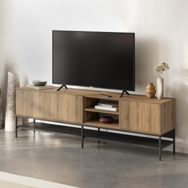 Έπιπλο τηλεόρασης Amira Megapap χρώμα καρυδί Ud - black wood 180x35x55cm 1 τεμ.