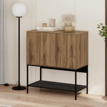 Μπουφές Amira Megapap χρώμα καρυδί Ud - black wood 80x40x90cm 1 τεμ.