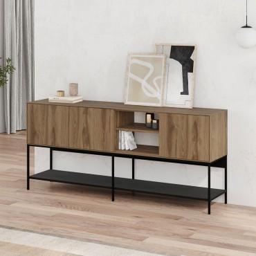 Μπουφές Amira Megapap χρώμα καρυδί Ud - black wood 180x40x80cm 1 τεμ.