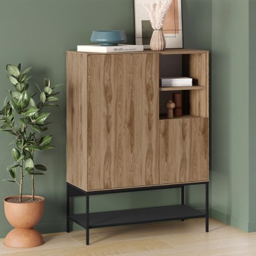 Μπουφές Amira Megapap χρώμα καρυδί Ud - black wood 90x40x125cm 1 τεμ.