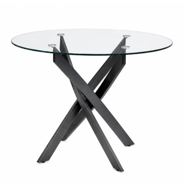 Τραπέζι Aldo Megapap γυαλί - μεταλλικά μαύρα πόδια 100x75,5cm 1 τεμ.