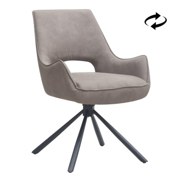 Πολυθρόνα τραπεζαρίας Alessia Megapap περιστρεφόμενη elephant grey ύφασμα - μεταλλικό μαύρο πόδι 58x66x85cm 1 τεμ.