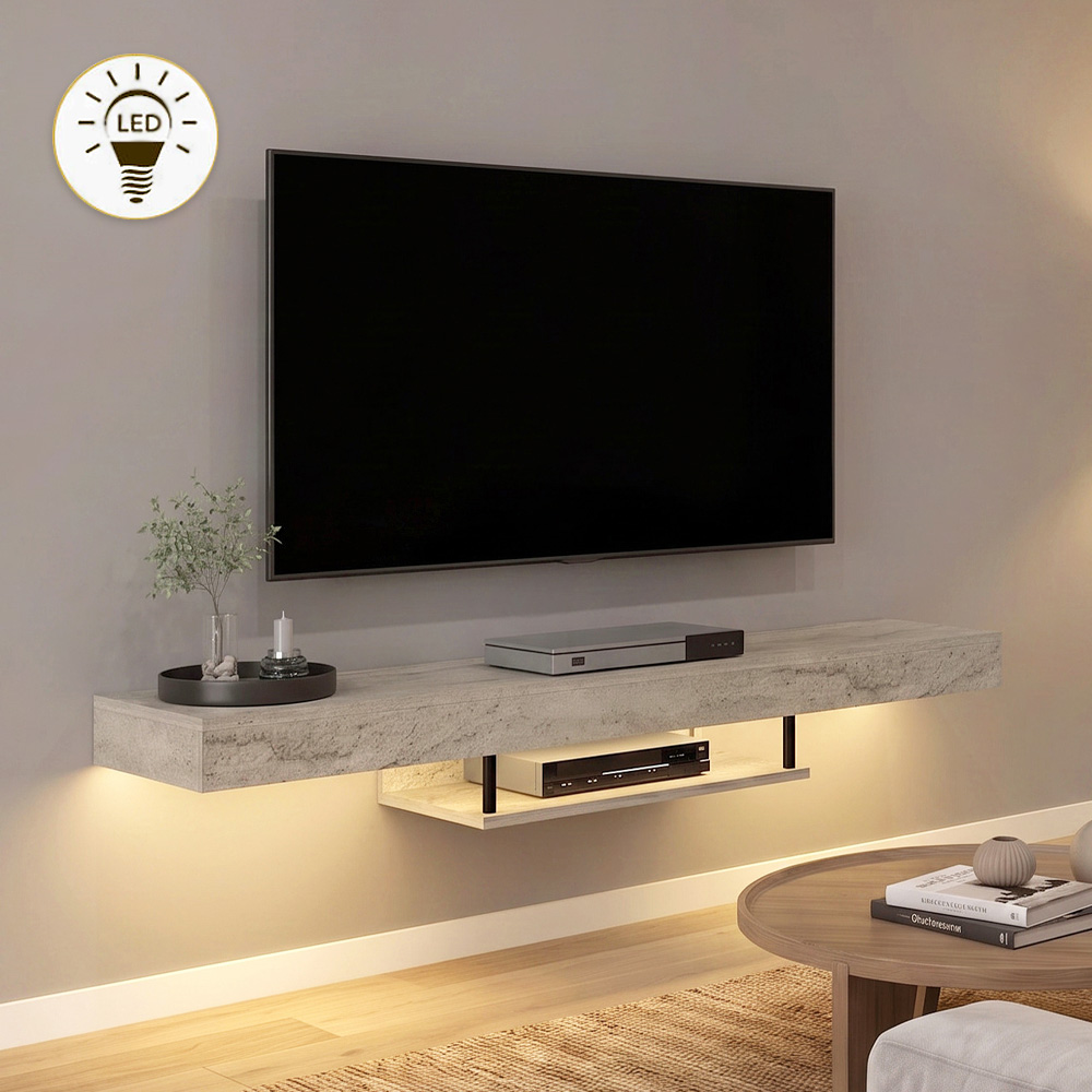 Έπιπλο τηλεόρασης επιτοίχιο Albares Megapap με LED χρώμα travertine 150x29,6x22cm 1 τεμ. Έπιπλο τηλεόρασης επιτοίχιο Albares Megapap με LED χρώμα travertine 150x29,6x22cm 1 τεμ.