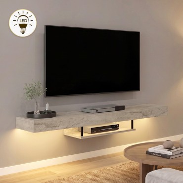 Έπιπλο τηλεόρασης επιτοίχιο Albares Megapap με LED χρώμα travertine 150x29,6x22cm 1 τεμ.