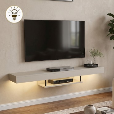 Έπιπλο τηλεόρασης επιτοίχιο Albares Megapap με LED χρώμα sandstone 150x29,6x22cm 1 τεμ.