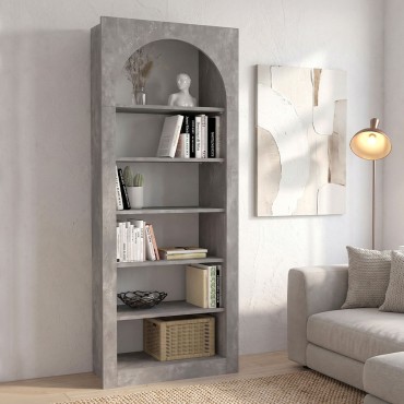 Βιβλιοθήκη Voila Megapap χρώμα γκρι σκυροδέματος 74x35x180cm 1 τεμ.