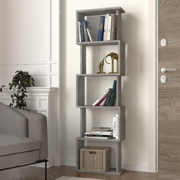 Βιβλιοθήκη Alvina Megapap χρώμα γκρι σκυροδέματος 45x19,6x158,8cm 1 τεμ.