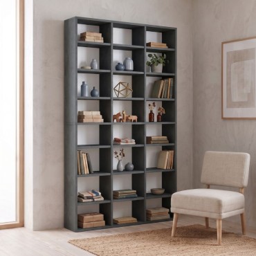 Βιβλιοθήκη Diamond Megapap χρώμα γκρι σκυροδέματος 100x16,6x178cm 1 τεμ.
