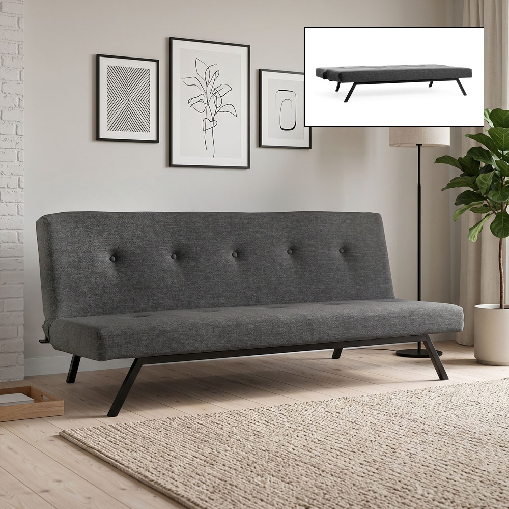 Καναπές - Κρεβάτι Zola Megapap τριθέσιος υφασμάτινος χρώμα ανθρακί 180x64x78cm 1 τεμ. Καναπές - Κρεβάτι Zola Megapap τριθέσιος υφασμάτινος χρώμα ανθρακί 180x64x78cm 1 τεμ.
