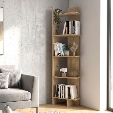 Βιβλιοθήκη Perla Megapap χρώμα sepet oak 48x22x170cm 1 τεμ.
