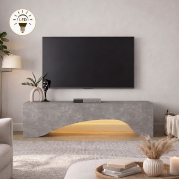 Έπιπλο τηλεόρασης Mara Megapap με LED χρώμα γκρι σκυροδέματος 150x31,4x40cm 1 τεμ.