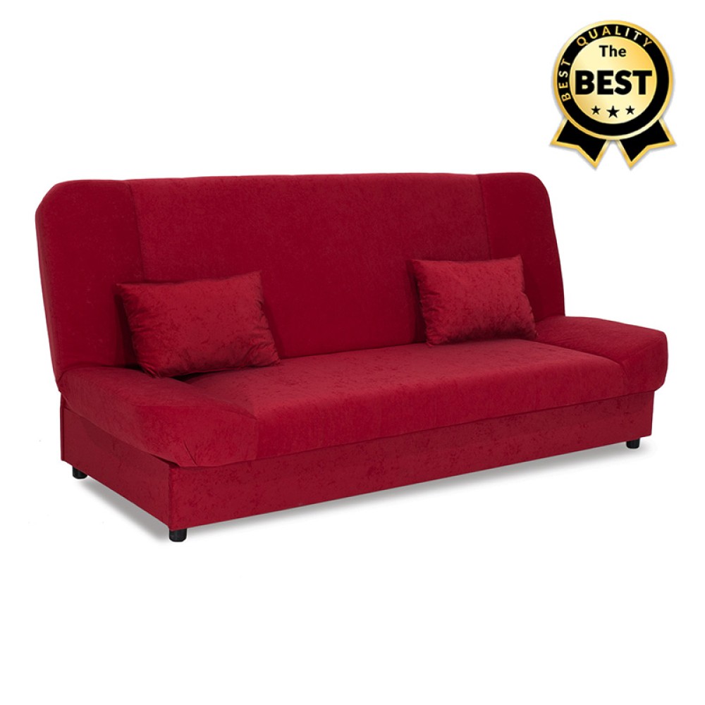 Kαναπές - κρεβάτι Tiko PLUS Megapap τριθέσιος με αποθηκευτικό χώρο και ύφασμα σε κόκκινο 200x90x96cm 1 τεμ.