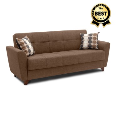 Καναπές - κρεβάτι Jason Megapap τριθέσιος υφασμάτινος με αποθηκευτικό χώρο σε σκούρο καφέ 216x85x91cm 1 τεμ.