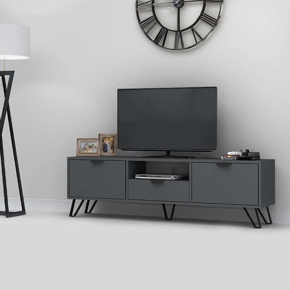 Έπιπλο τηλεόρασης Jasmine Megapap χρώμα ανθρακί 170x35x50cm 1 τεμ.