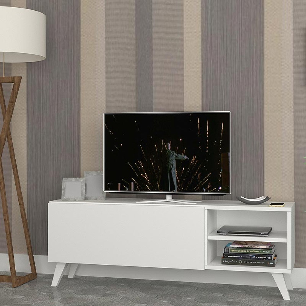 Έπιπλο τηλεόρασης Space Megapap χρώμα λευκό 120x30x42cm 1 τεμ.